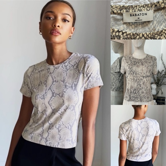 Babaton Tops - Aritzia Babaton Python Print Cropped T Shirt